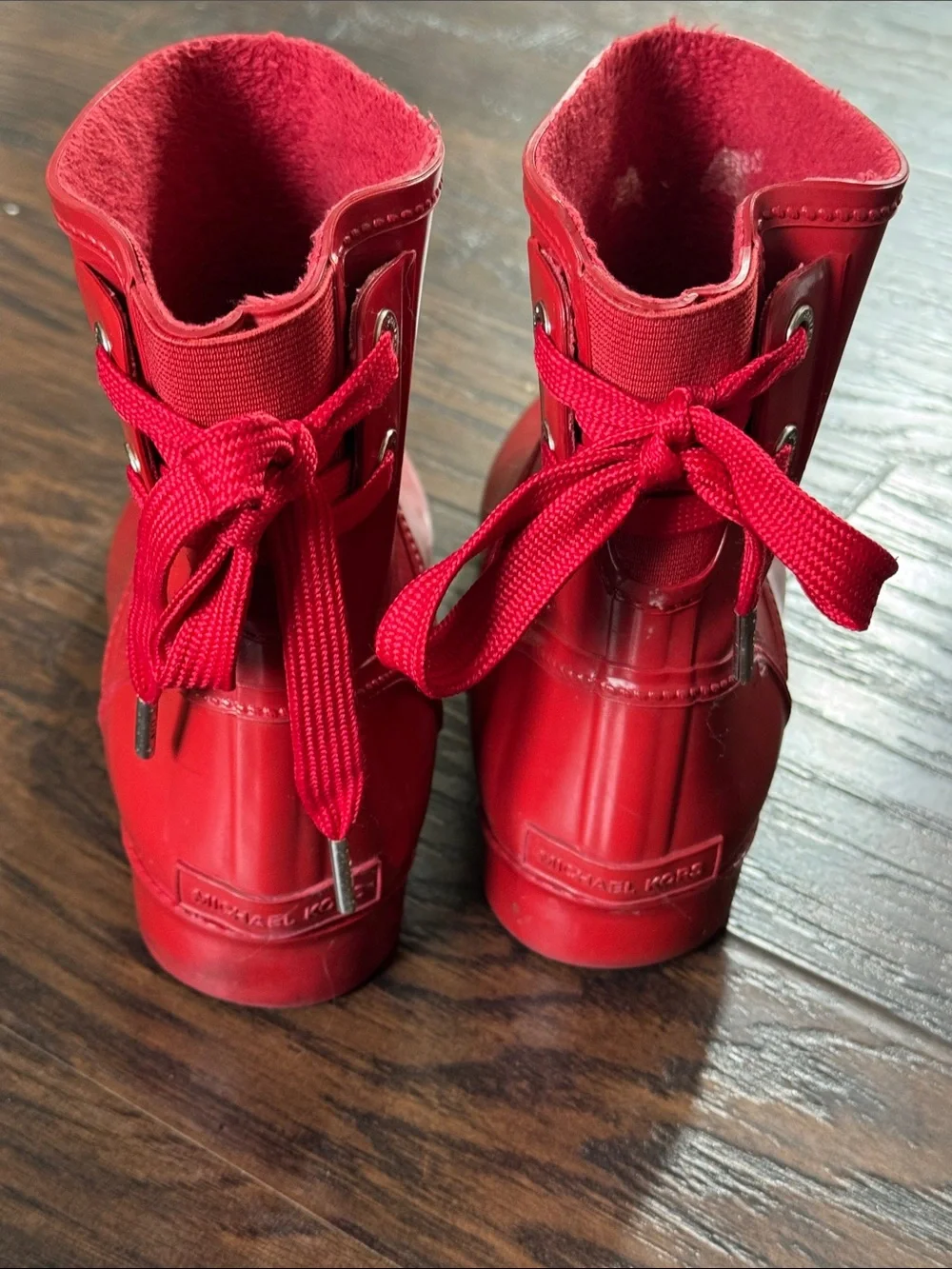Michael Kors Striking Red ❤️  Waterproof Ankle Rain Boots